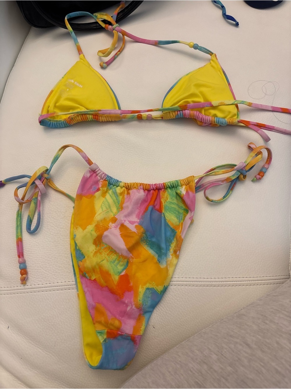Pacsun Colorful Tie-Dye String Bikini - Yellow Pink Blue - Picture 2 of 2